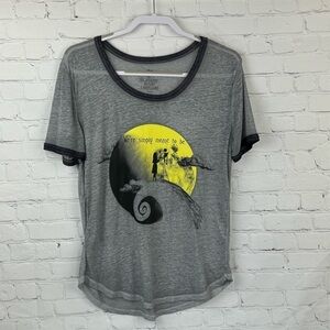 Disney Nightmare Before Christmas Graphic Short Sleeve Burnout Tee Large Gray